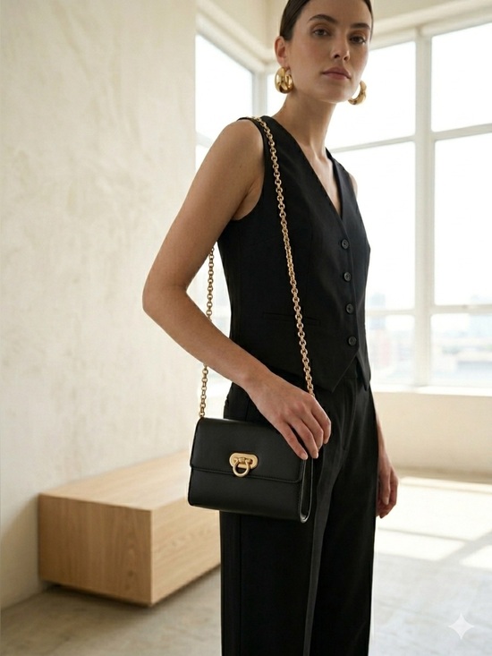 Holt Renfrew Handbags - Vintage Holt Renfrew black leather small crossbody clutch bag with gold hardware